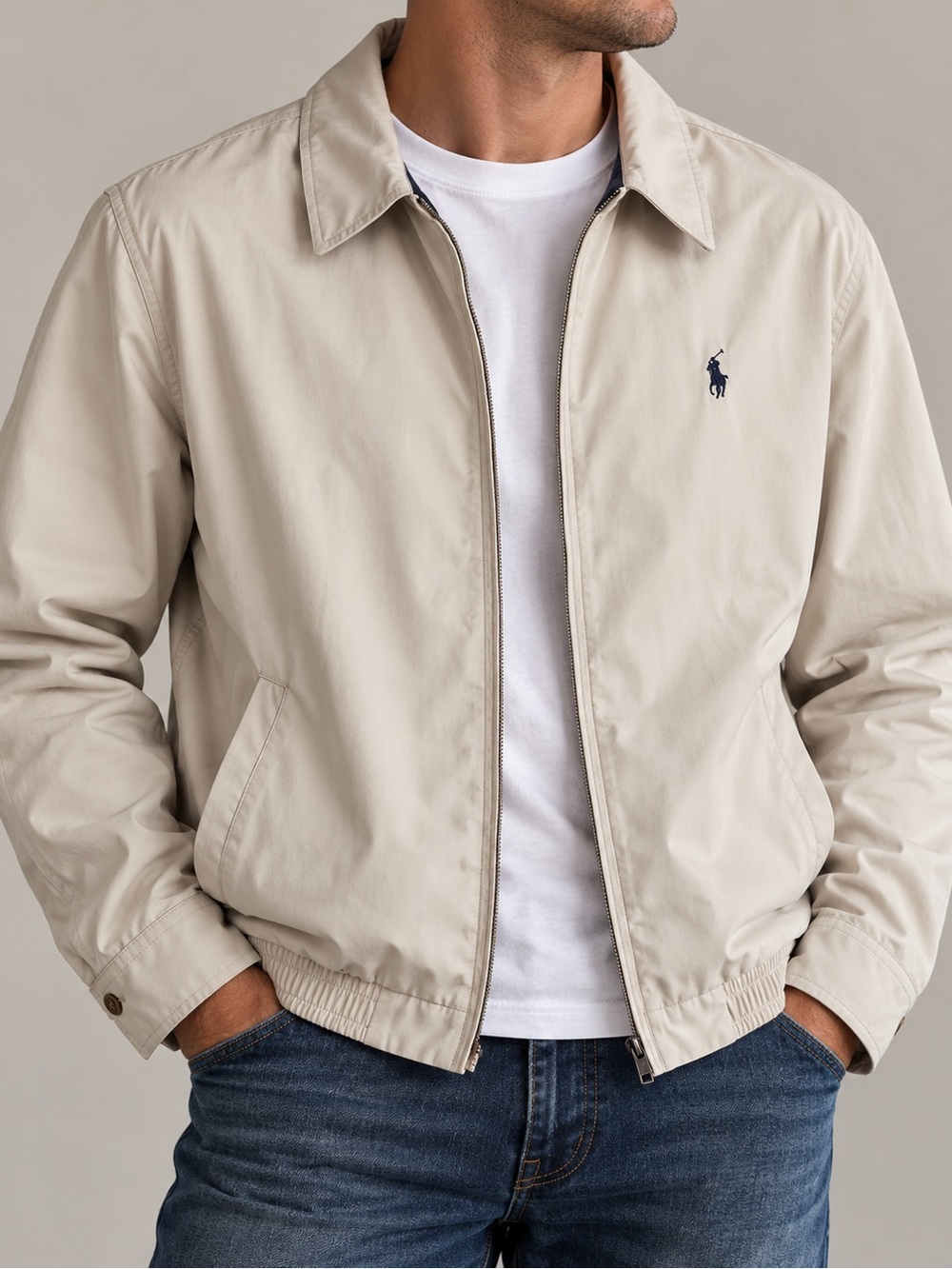 Polo Ralph Lauren Harrington Jacket Men’s XL Beige Plaid Lined Pony